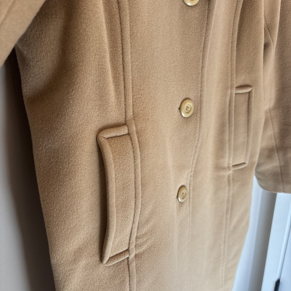 L.L. Bean Lambs Wool Classic Polo Coat Women's 8 Beige 3/4 Length Bellandi - Picture 7 of 16